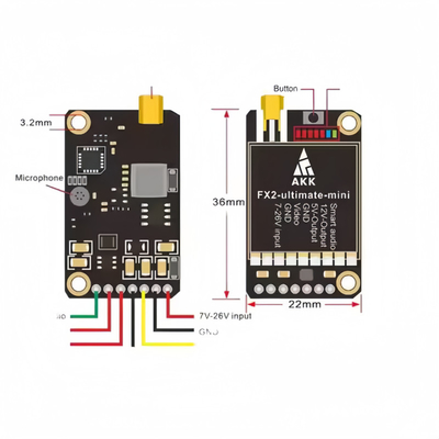 AKK Ultra Long Range FPV VTX 1.2W FX2 Ultimate มินิ 5.8GHz 37CH เครื่องส่งวิดีโอไร้สาย